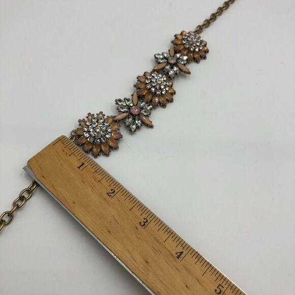 Vintage Rhinestone Floral Flower Statement Necklace Women's Sparkling Jewelry - Picture 10 of 10